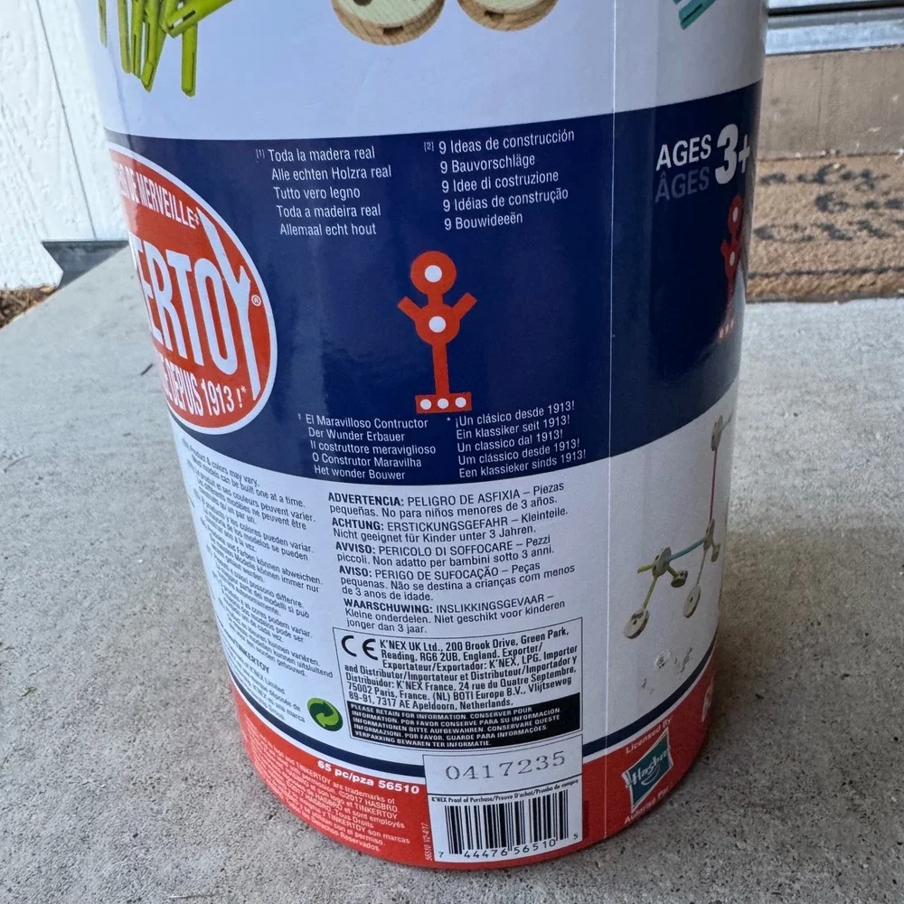 Tinkertoy Wonder Builder Piece Wood Building Set K'NEX Classic Toy w Canister